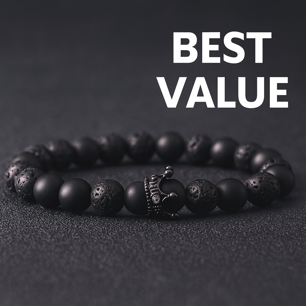 Black King Bracelet | Natural Black Stone | Handmade in Montreal