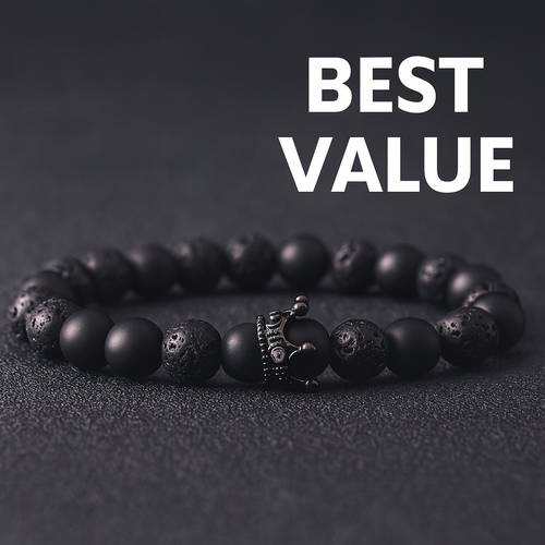 Black King Bracelet | Natural Black Stone | Handmade in Montreal