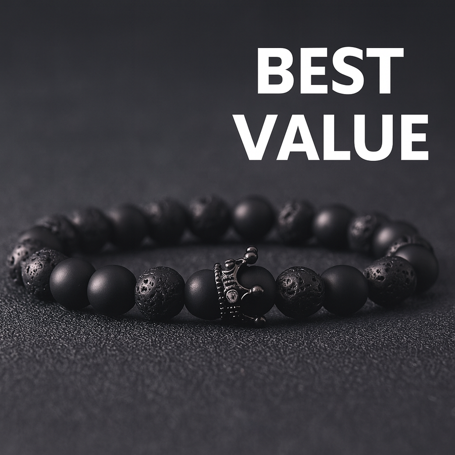 Black King Bracelet | Natural Black Stone | Handmade in Montreal