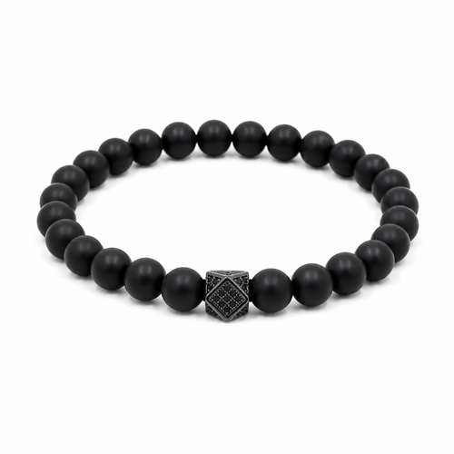 Midnight Onyx Bracelet | Matte Black Stone | Handmade in Montreal