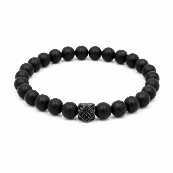 Midnight Onyx Bracelet | Matte Black Stone | Handmade in Montreal