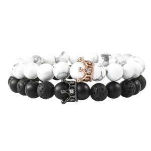 King & Queen Couple Bracelet Set | Matching His & Hers Stretch Jewelry